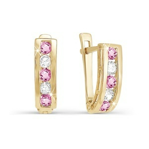 Серьги из золота 585 пробы с фианитом DEL'TA 120311