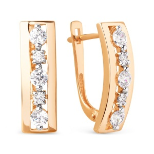 Серьги из золота 585 пробы с фианитом DINASTIA 029402-1102