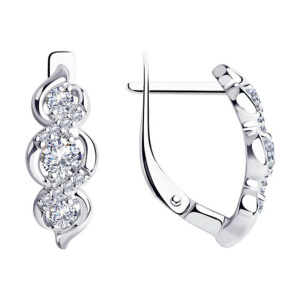 Серьги из серебра 925 пробы с фианитом SOKOLOV 94025108