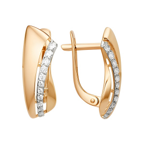 Серьги из золота 585 пробы с фианитом DINASTIA 013482-1102