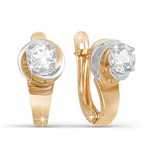 Серьги из золота 585 пробы с фианитом DEL'TA 122360