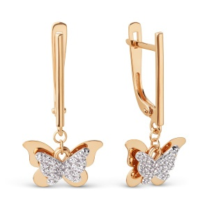 Серьги из золота 585 пробы с фианитом 501782-1102