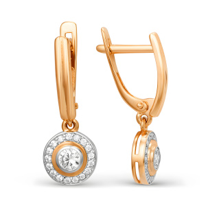 Серьги из золота 585 пробы с фианитом DINASTIA 002512-1102