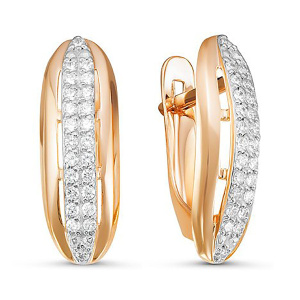 Серьги из золота 585 пробы с фианитом DEL'TA 126509