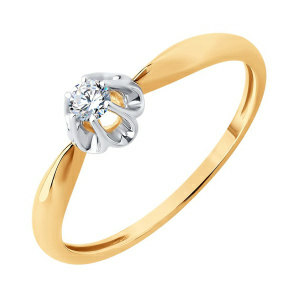 Кольцо из золота 585 пробы с фианитом SOKOLOV 019565