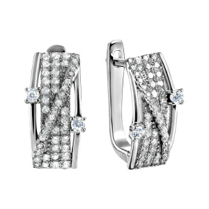 Серьги из серебра 925 пробы с фианитом JUVEDEL СЛ-4089