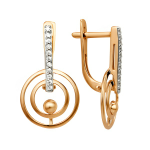 Серьги из золота 585 пробы с фианитом DINASTIA 005412-1102