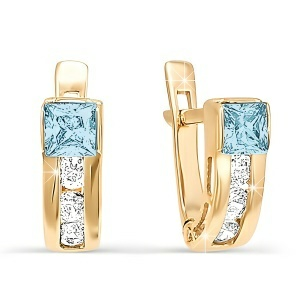 Серьги из золота 585 пробы с фианитом DEL'TA 128876