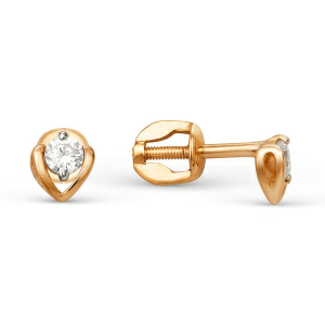 Серьги из золота 585 пробы с фианитом DINASTIA 003212-1102