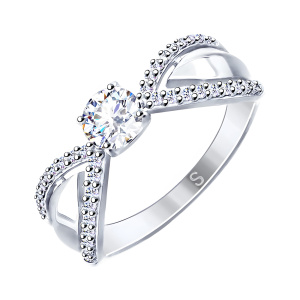 Кольцо из серебра 925 пробы с кристаллом SOKOLOV 89010111