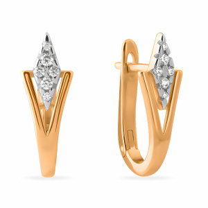Серьги из золота 585 пробы с фианитом SANIS 01-215822