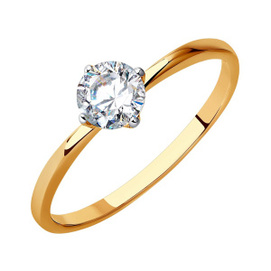 Кольцо из золота 585 пробы с фианитом SOKOLOV 019046