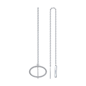 Серьги из серебра 925 пробы с фианитом SOKOLOV 94025830