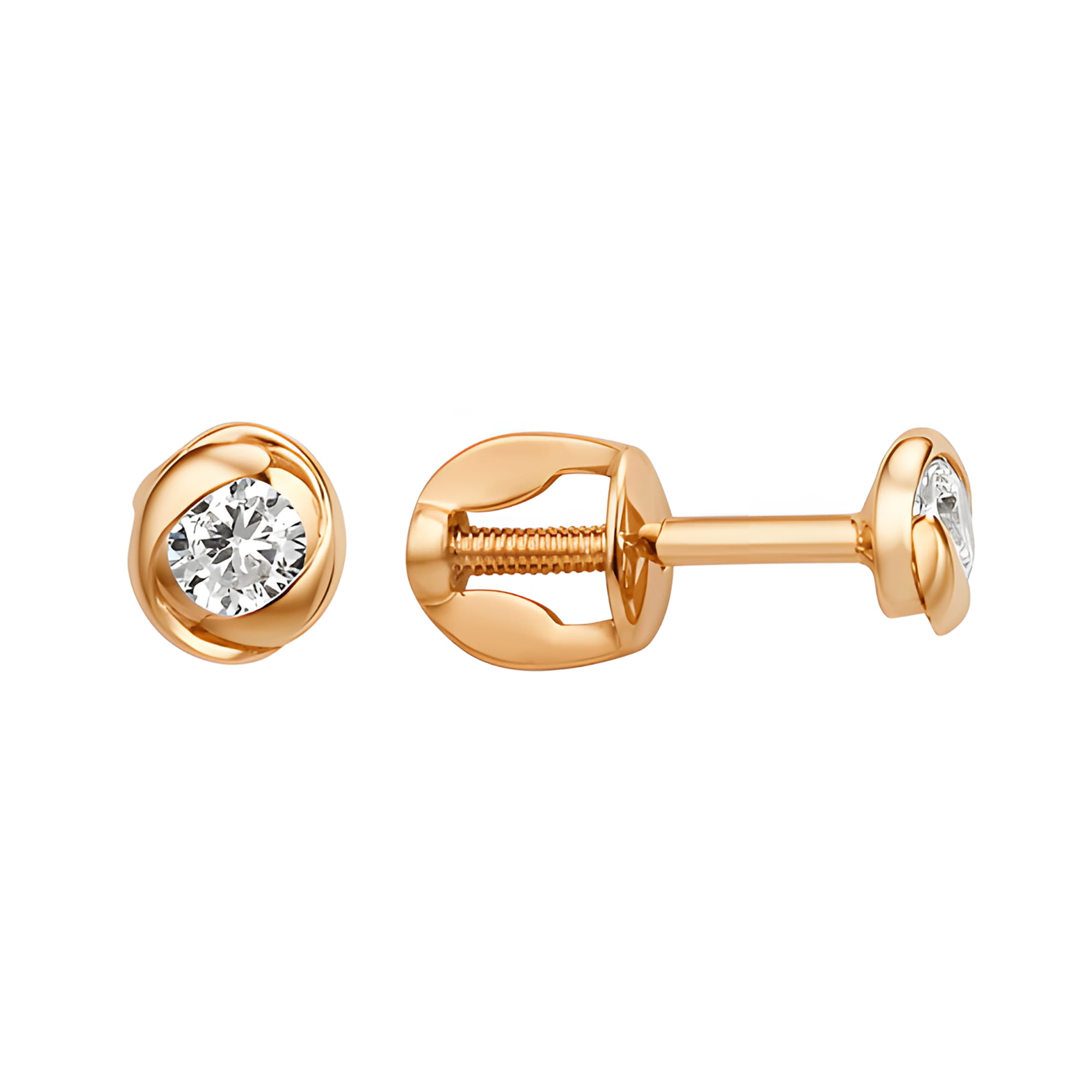 Серьги из золота 585 пробы с фианитом DINASTIA 003282-1100 Золото 585 пр.
