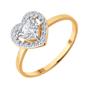 Кольцо из золота 585 пробы с фианитом SOKOLOV 51-110-02907-1