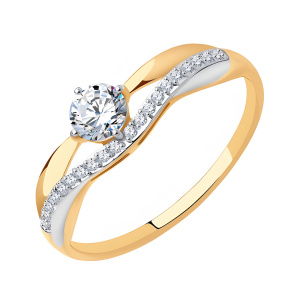 Кольцо из золота 585 пробы с фианитом SOKOLOV 017142