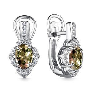 Серьги из серебра 925 пробы с султанитом АЛЬКОР 02-3687/00СТ-00