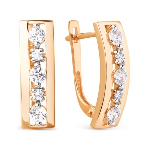 Серьги из золота 585 пробы с фианитом DINASTIA 029402-1102