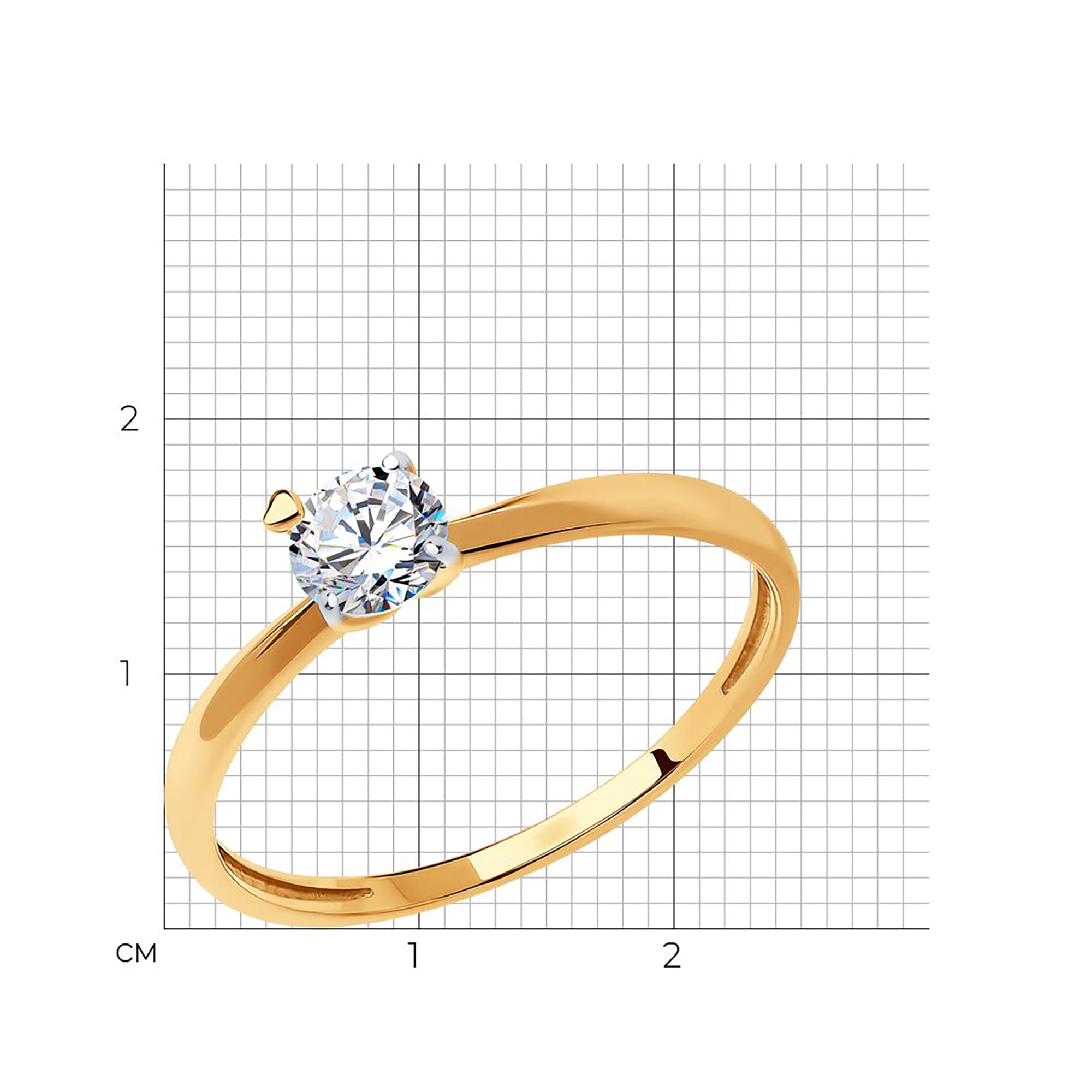 Кольцо из золота 585 пробы с фианитом SOKOLOV 19104 Золото 585 пр.