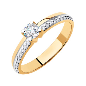 Кольцо из золота 585 пробы с фианитом SOKOLOV 81010540