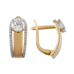 Серьги из золота 585 пробы с фианитом SANIS 4155