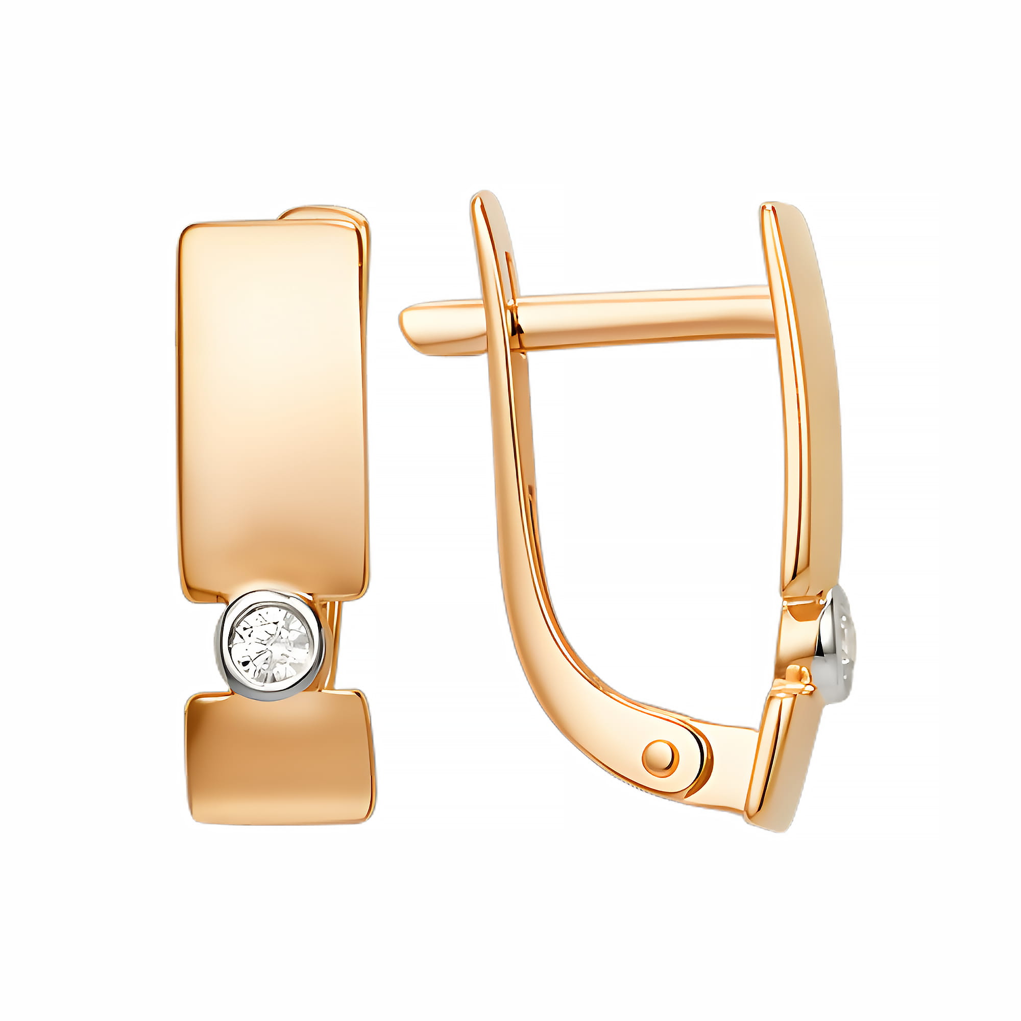 Серьги из золота 585 пробы с фианитом DINASTIA 014862-1102 Золото 585 пр.