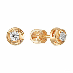 Серьги из золота 585 пробы с кристаллом АЛЕКСАНДРА ЮЗ с642-62