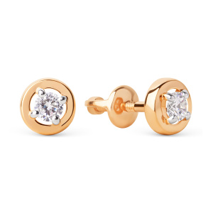 Серьги из золота 585 пробы с фианитом DINASTIA 019562-1102