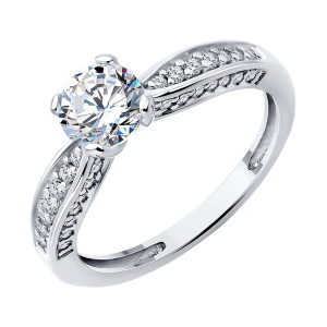 Кольцо из серебра 925 пробы с фианитом SOKOLOV 94-110-02639-1