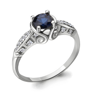 Кольцо из серебра 925 пробы с сапфиром гидротермальным AQUAMARINE 63982Б