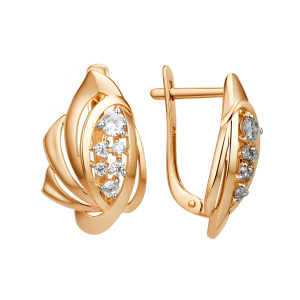 Серьги из золота 585 пробы с фианитом DINASTIA 009522-1102