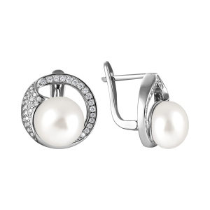 Серьги из серебра 925 пробы с жемчугом JUVEDEL СЛ-442