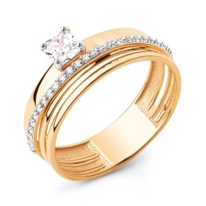 Кольцо из золота 585 пробы с фианитом DINASTIA 027581-1102