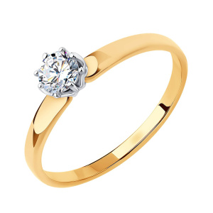 Кольцо из золота 585 пробы с фианитом SOKOLOV 018493