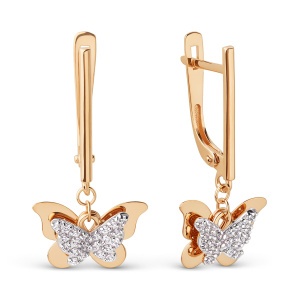 Серьги из золота 585 пробы с фианитом 501782-1102