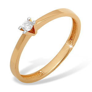 Кольцо из золота 585 пробы с бриллиантом EFREMOV К1314675