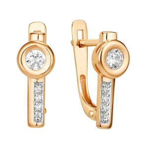 Серьги из золота 585 пробы с фианитом DINASTIA 019052-1282