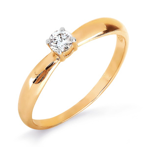 Кольцо из золота 585 пробы с фианитом KARATOV Т142017105