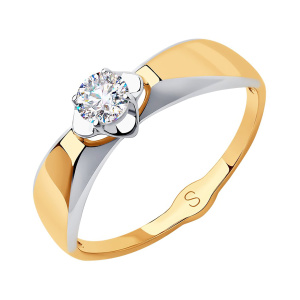 Кольцо из золота 585 пробы с фианитом SOKOLOV 017839