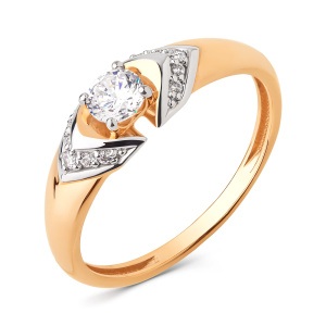 Кольцо из золота 585 пробы с фианитом DINASTIA 017991-1102