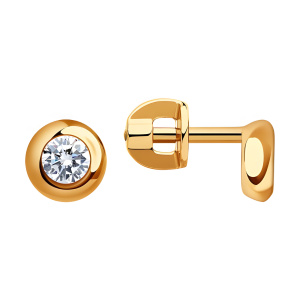 Серьги из золота 585 пробы с фианитом SOKOLOV 027240