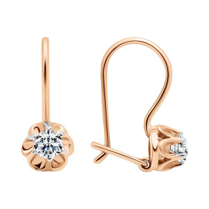 Серьги из золота 585 пробы с фианитом РЕМИКС 11100867