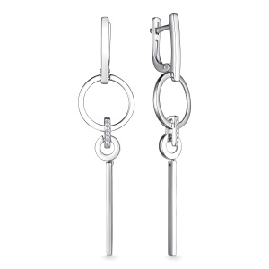 Серьги из серебра 925 пробы с фианитом АЛЬКОР 02-3958/00КЦ-00