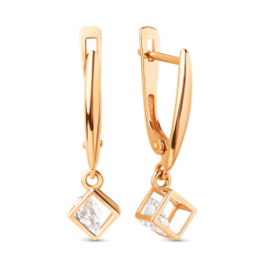 Серьги из золота 585 пробы с фианитом DINASTIA 015062-1100