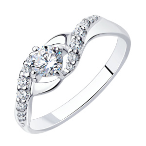 Кольцо из серебра 925 пробы с фианитом SOKOLOV 94012201