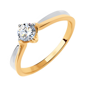 Кольцо из золота 585 пробы с фианитом SOKOLOV 018387