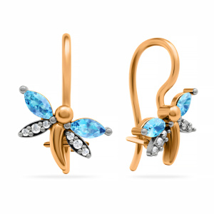 Серьги из золота 585 пробы с фианитом SANIS 01-215940