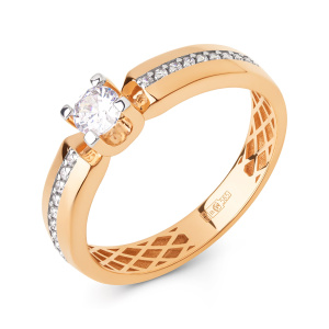 Кольцо из золота 585 пробы с фианитом DINASTIA 903331-1102