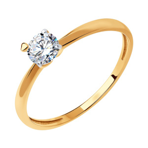 Кольцо из золота 585 пробы с фианитом SOKOLOV 19104