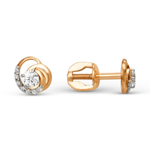 Серьги из золота 585 пробы с фианитом DINASTIA 003152-1102